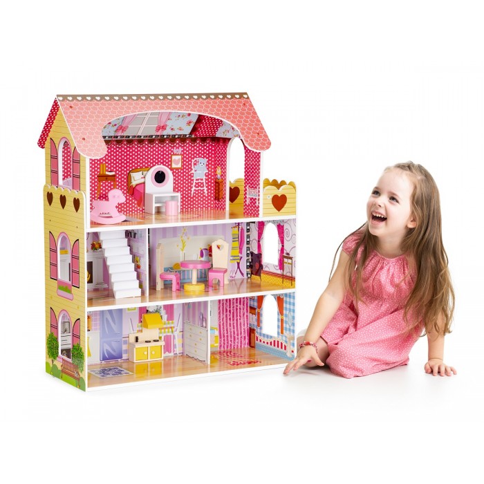 Casuta din lemn Tennessie DollHouse cu iluminare Led - Casa pentru papusi cu mobilier inclus de la EcoToys
